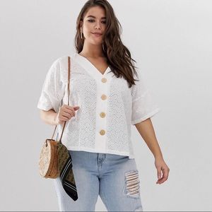 ASOS Curve White Eyelet Blouse